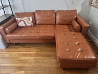 saddle brown leather couch $300