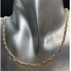 14KT White & Yellow Gold Braided Chain Necklace