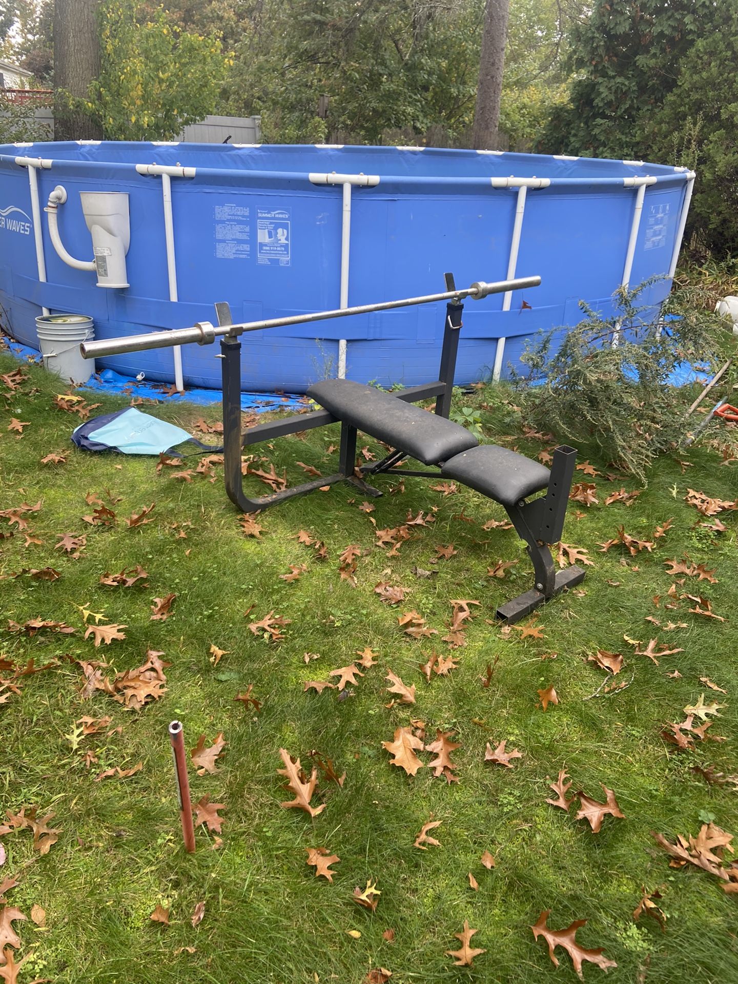 45 pound Olympic bar with weight Bench