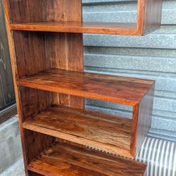 Solid Wood Bookcase Modern Bookshelf Rack Acacia Shelf Medium Height Display Case 