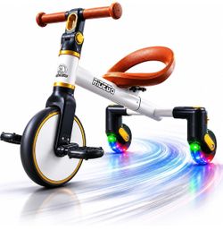 Ridego 3-in-1 Toddler Tricycle for Ages 2-5, Walker, Pedal & Drift Modes Adjustable Seat, Light-Up Wheels, No Batteries Needed, Indoor & Outdoor Play,