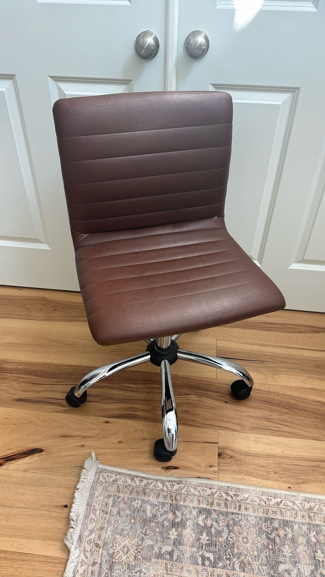 Smaller Brown Faux Leather Desk Chair
