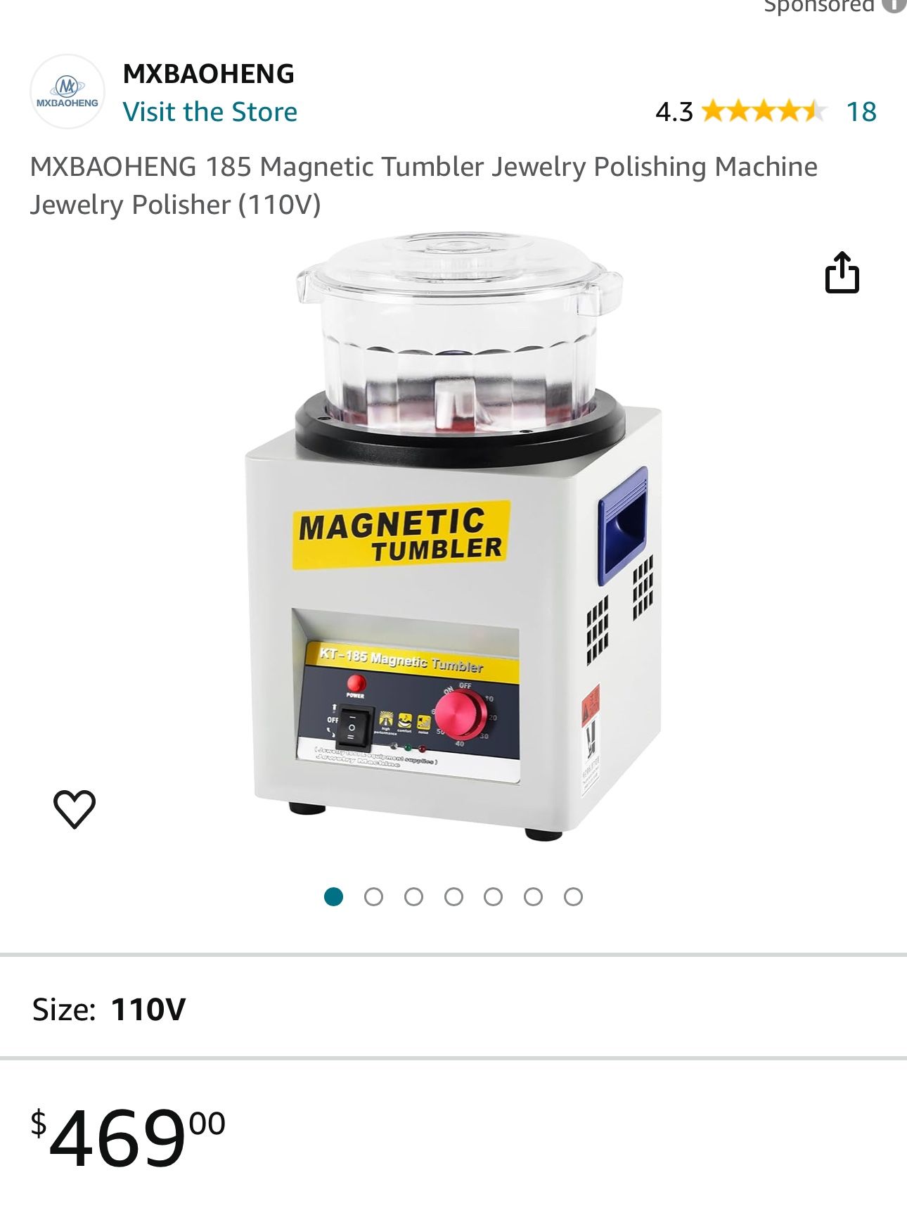 MXBAOHENG 185 Magnetic Tumbler Jewelry Polishing Machine Jewelry Polisher (110V)