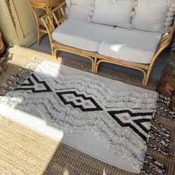 Safavieh Kenya Area Rug Wool Blend Ivory Black Blue Geometric Tassels Boho Carpet Accent Throw Fur 