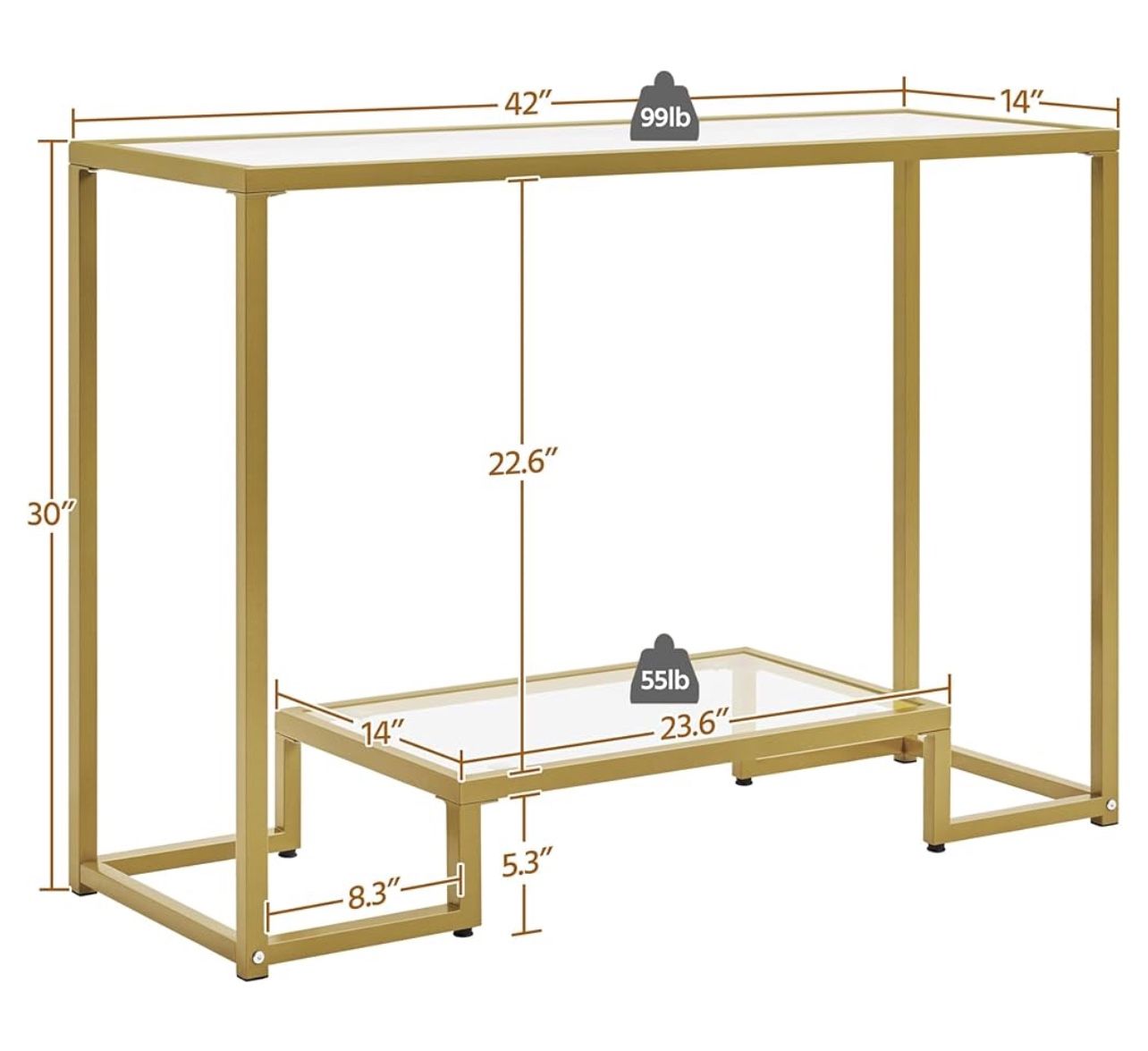 Gold Console And Coffee Table
