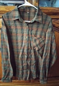 Brown Plaid Button-Front Flannel Shirt size XL