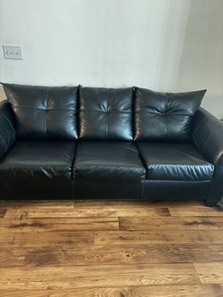 Black Leather Sofa & Love Seat Set