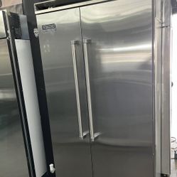 Built In Viking Professional 42” Refrigerator Side By Side + Ice Maker 