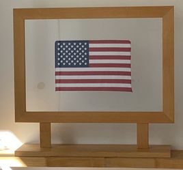 Framed flag on pedestal