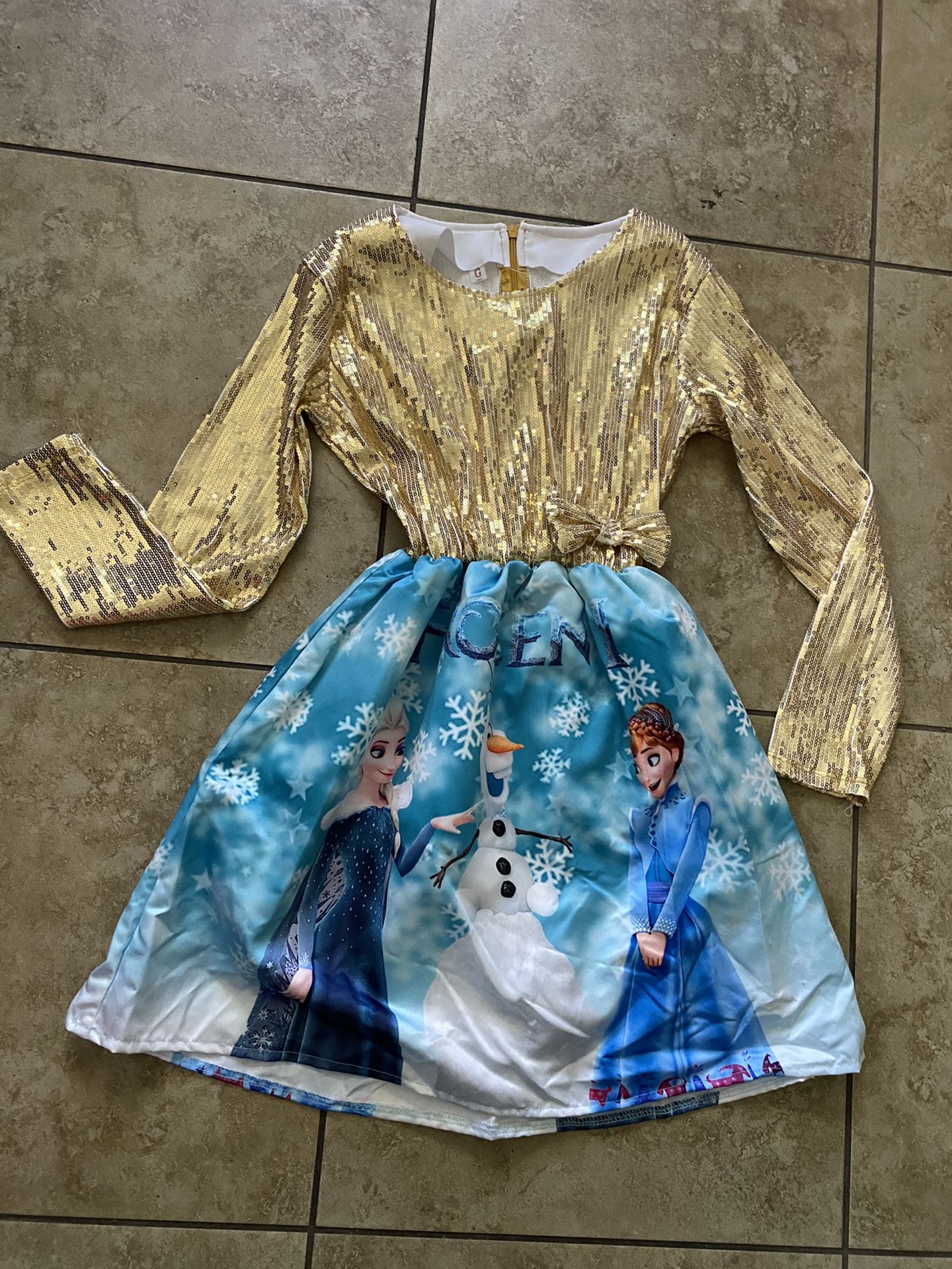 Frozen Ocasión Gold Sequin Girl Dress L 10-12