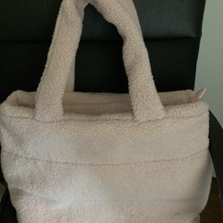 Sherpa Pink Zipper Bag H-14,L-18 Inches 
