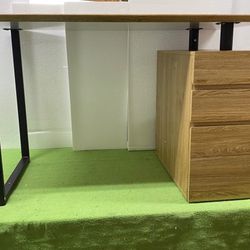 New, Techni Mobili RTA-1305-PN Pine Colored Computer Desk with Storage and File Cabinet