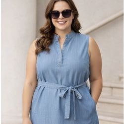 Van Heusen Light Blue Sleeveless Dress (M) - Never Worn