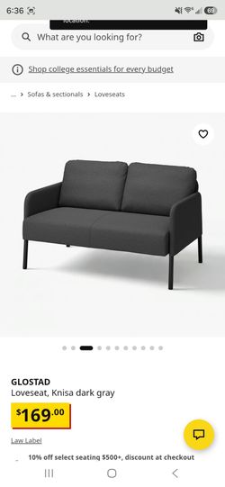 ​IKEA GLOSTAD Loveseat / 2-Seat Sofa - Dark Gray ($40)