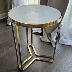 Round Marble Side Table - Gold Base