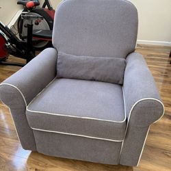 Grey Manual Swivel Glider Rocker Nursery Recliner | Interior Pull