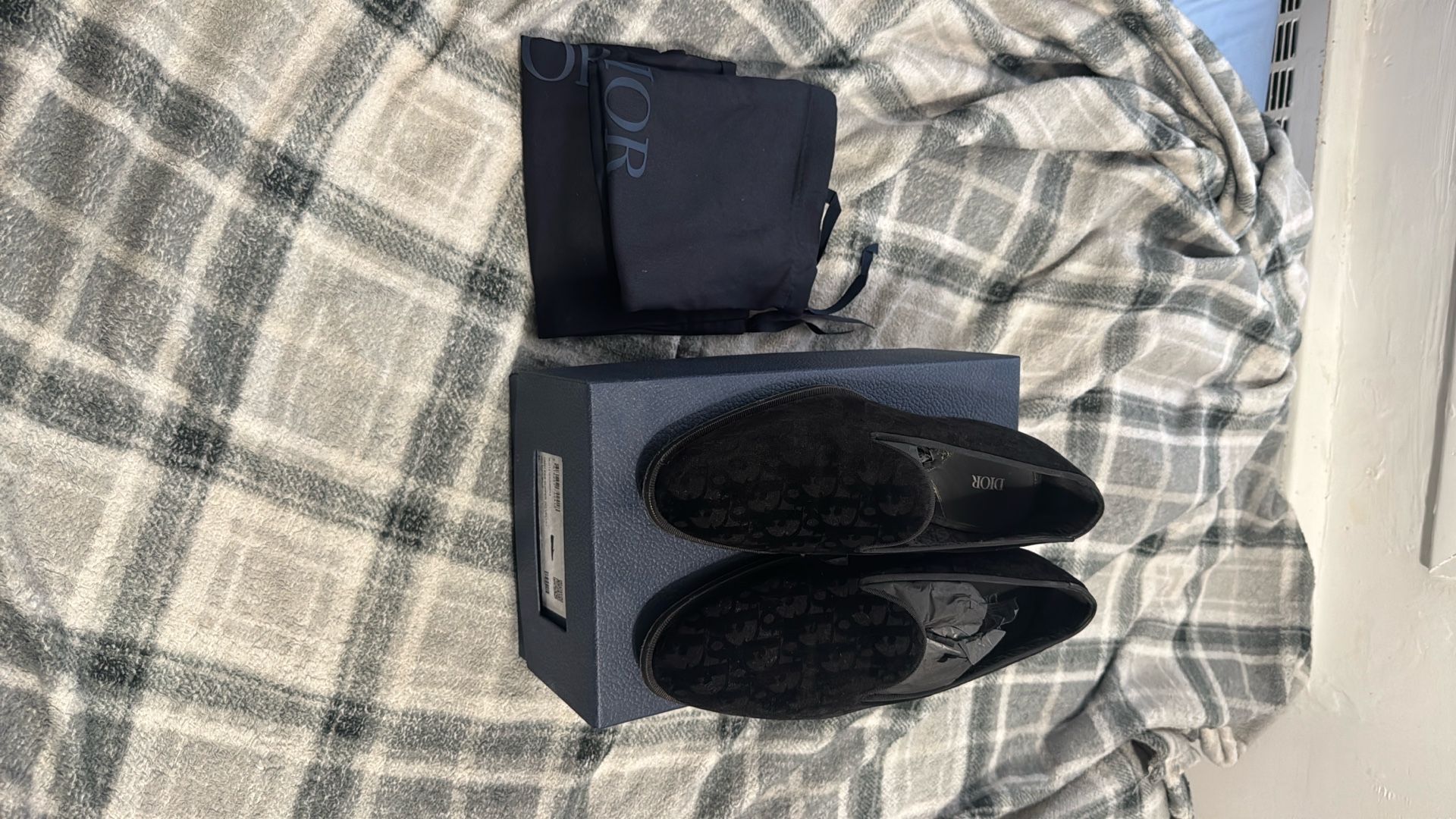 Dior Black Velvet Loafers Size 44 Like New