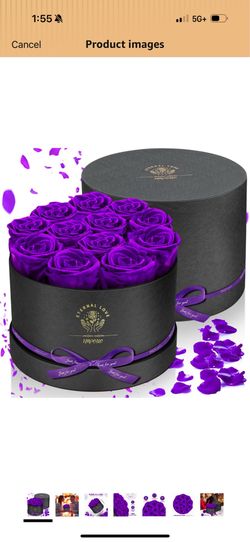 Wholesale Impouo Forever Flowers,12 Roses in A Box，Real Preserved Roses，Birthday Gift for Women,Mother's Day, Valentine's Day Purple Rose
