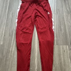 Adidas red and white track pants