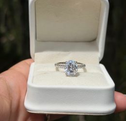 3ct oval cut real moissanite VVS1 color D engagement ring sz 6