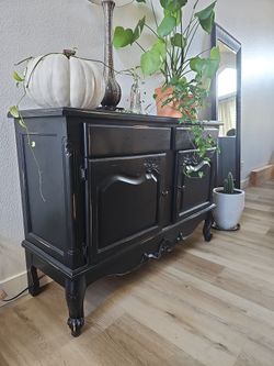 Credenza Matte Black Storage With Drawers