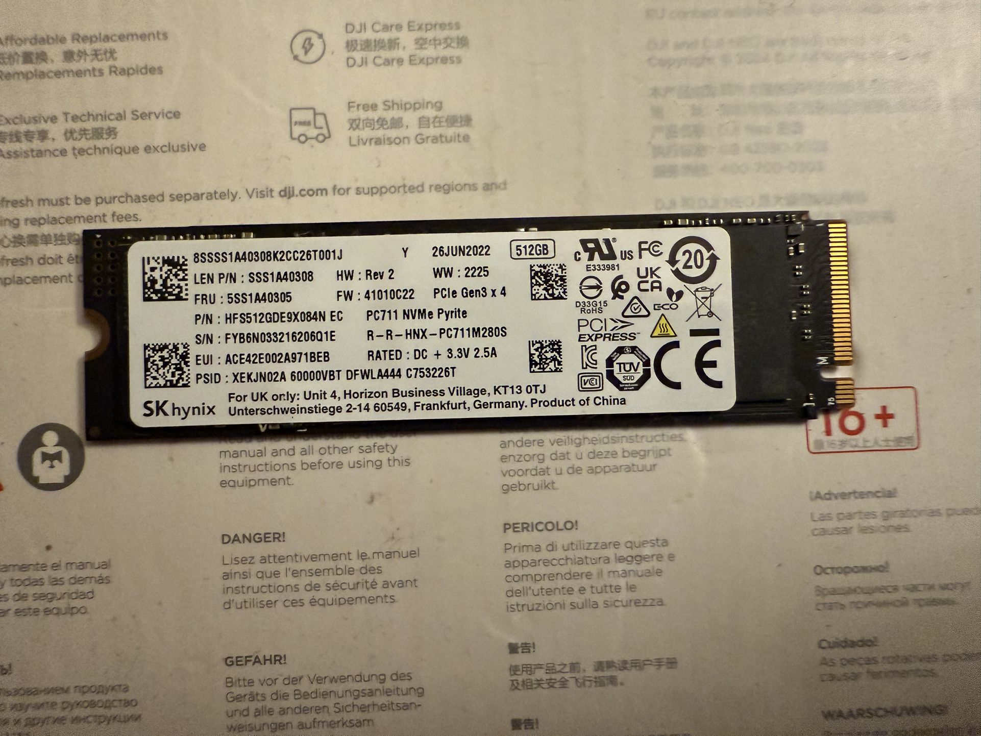 512Gb SB Hynix NVMe SSD 