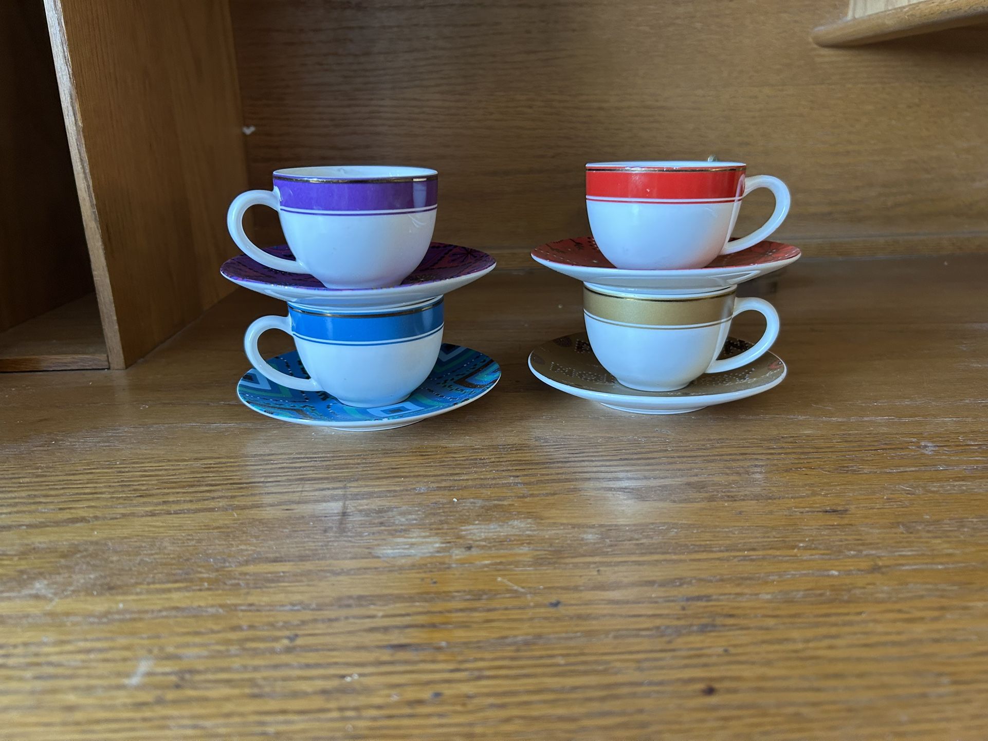 (4) Starbucks Espresso Demitasse Cups Saucers 2006 Holiday