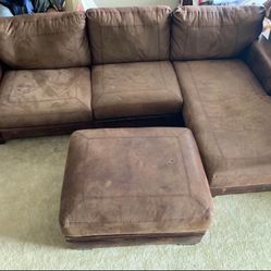 Brown Sectional Couch + Ottoman – Great Deal! (Must Go by July)