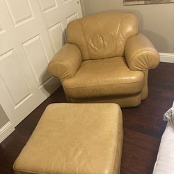 Easy Chair With Ottoman-Leather