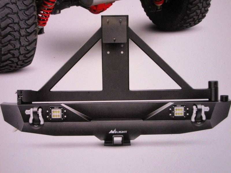 NILIGHT REAR BUMPER SPARE TIRE RACK HITCH RECOVER WITH 2 LED LIGHTS COMPATIBLE 2007-2018 JEEP WRANGLER JK,