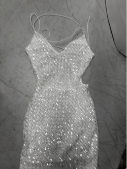 Beautiful White Secquin  Mini Dress by Windsor Lightly Used Small