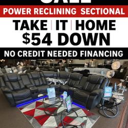 Power Reclining Sectional Available For Fast Del