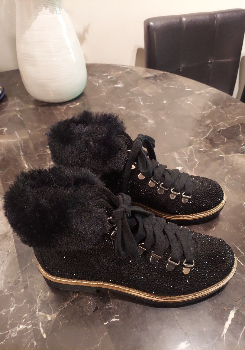 NEW INC EMBELLISHED SHORT LACE-UP BOOTS ( SIZE 5.5 )