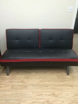 Black leather Futon With Speakers For Music!! new
