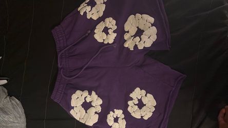 Purple denim shorts