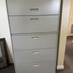 5 Drawer Lateral File Cabinet- Light Gray
