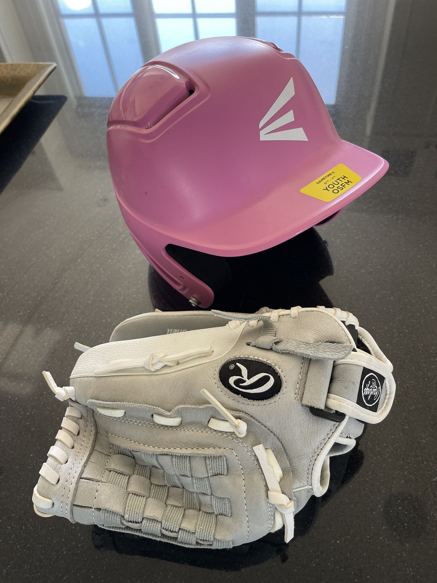 Girls Softball Helmet & Glove