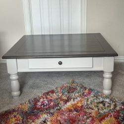 Solid Wood Coffee Table W/Large Drawer (Refurbished)