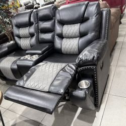 Power Recliner Sofa Set With Hidden Cup holders 🔥🖤🔥🖤