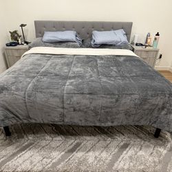 King Beautyrest PressureSmart Mattress + Modern Upholstered Bed Frame (Great Condition)