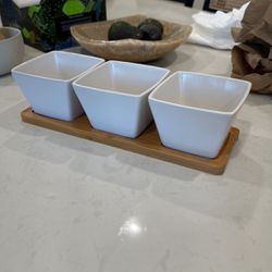 Ceramic And Bamboo Serving Dish