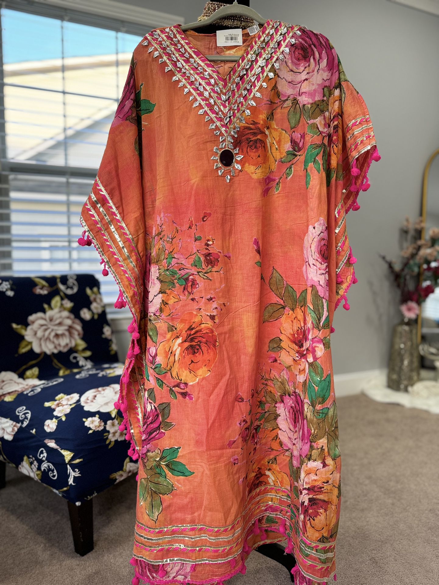 Orange Kaftan / Indian-Pakistani Dress 