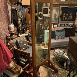 Large Antique Oak Guillotine Mirror 