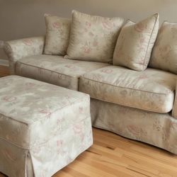 Shabby Chic Down Sofa & Ottoman 