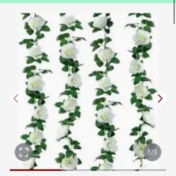4 Pc White Flower Garland