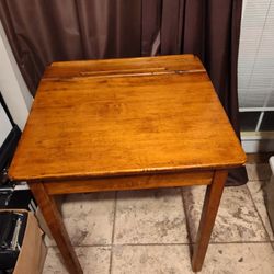 Wooden Storage Desk With Storage-Antique
