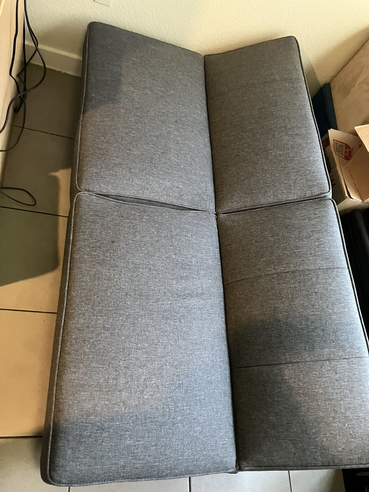 Mainstays 66" Studio Futon, Gray Linen Upholstery
