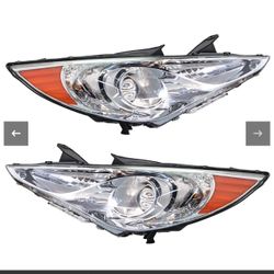 Pair 2011-2014 Hyundai Sonata Amber Corner Projector Headlight Head Lamps Kits Clear Lens