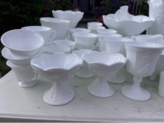 Milk glass lot with grape vines