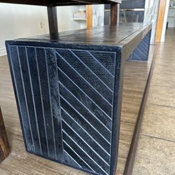 Crate & Barrel Dunewood 72" Charcoal Wood Dining Bench